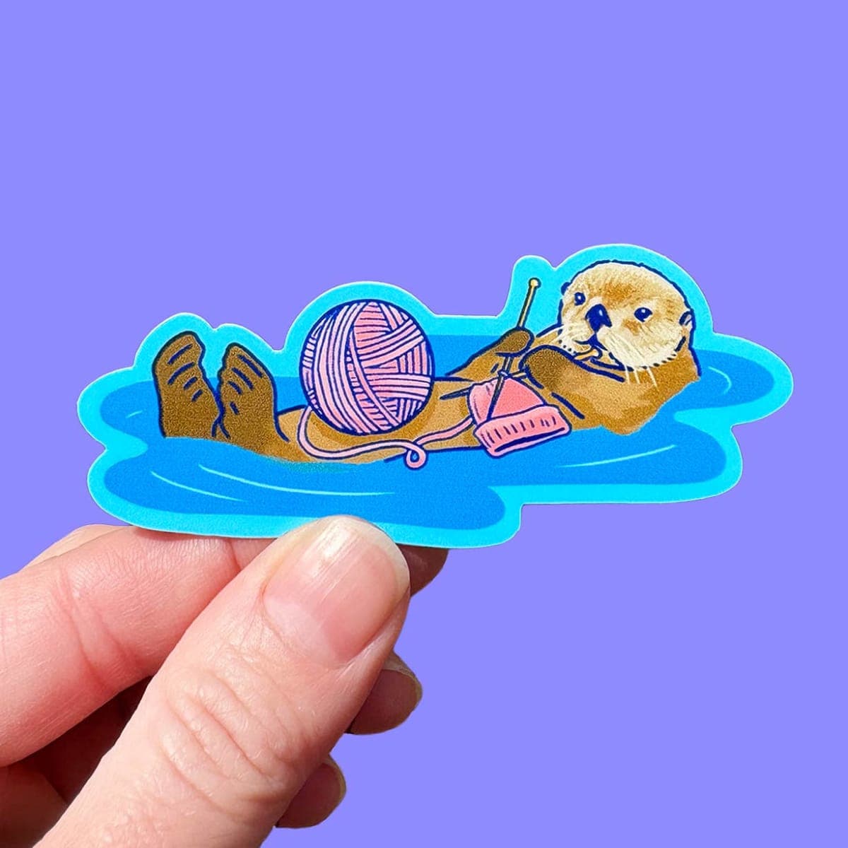Knitting Sea Otter - Vinyl Sticker - Image 1